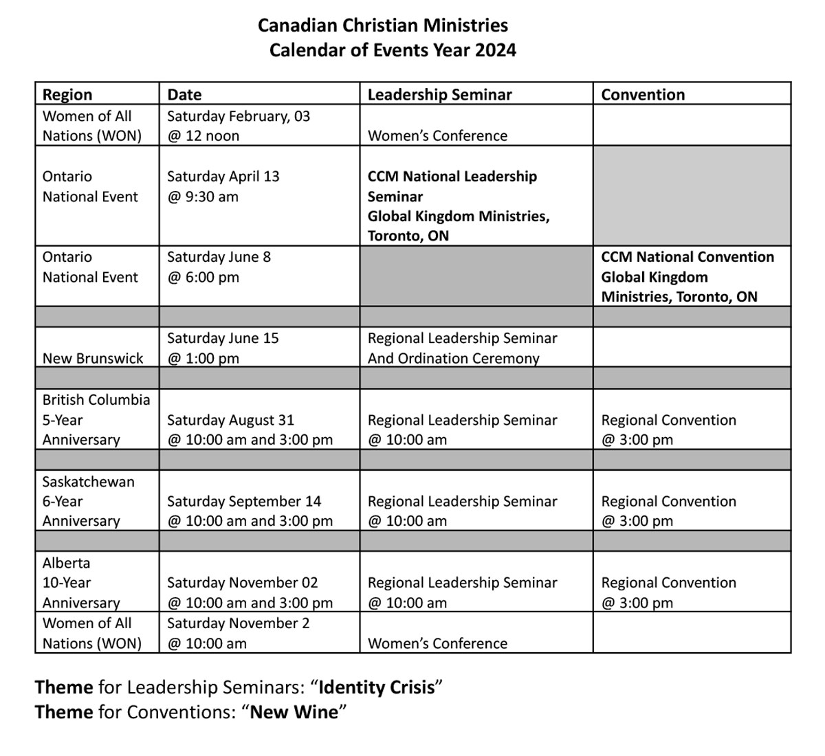 Canadian Christian Ministries (CCM) - CCM Events